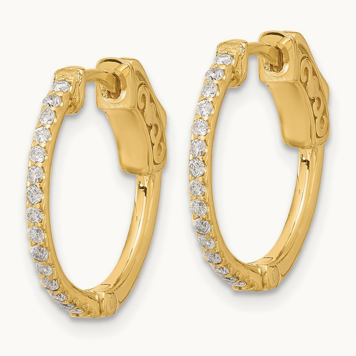 .24ct 30- Round Hoop w/ Safety Clasp Diamond Earrings, 1.2mm, 14K