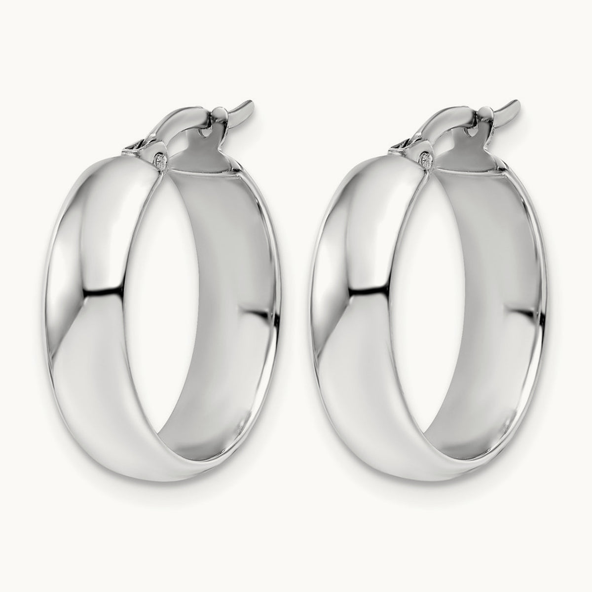 Polished Hinged Hoop Earrings, 10K White Gold — Leslie's