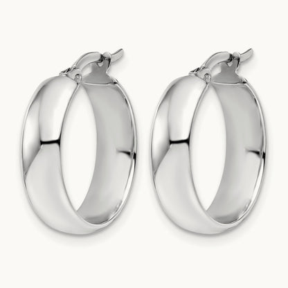 Polished Hinged Hoop Earrings, 10K White Gold — Leslie's
