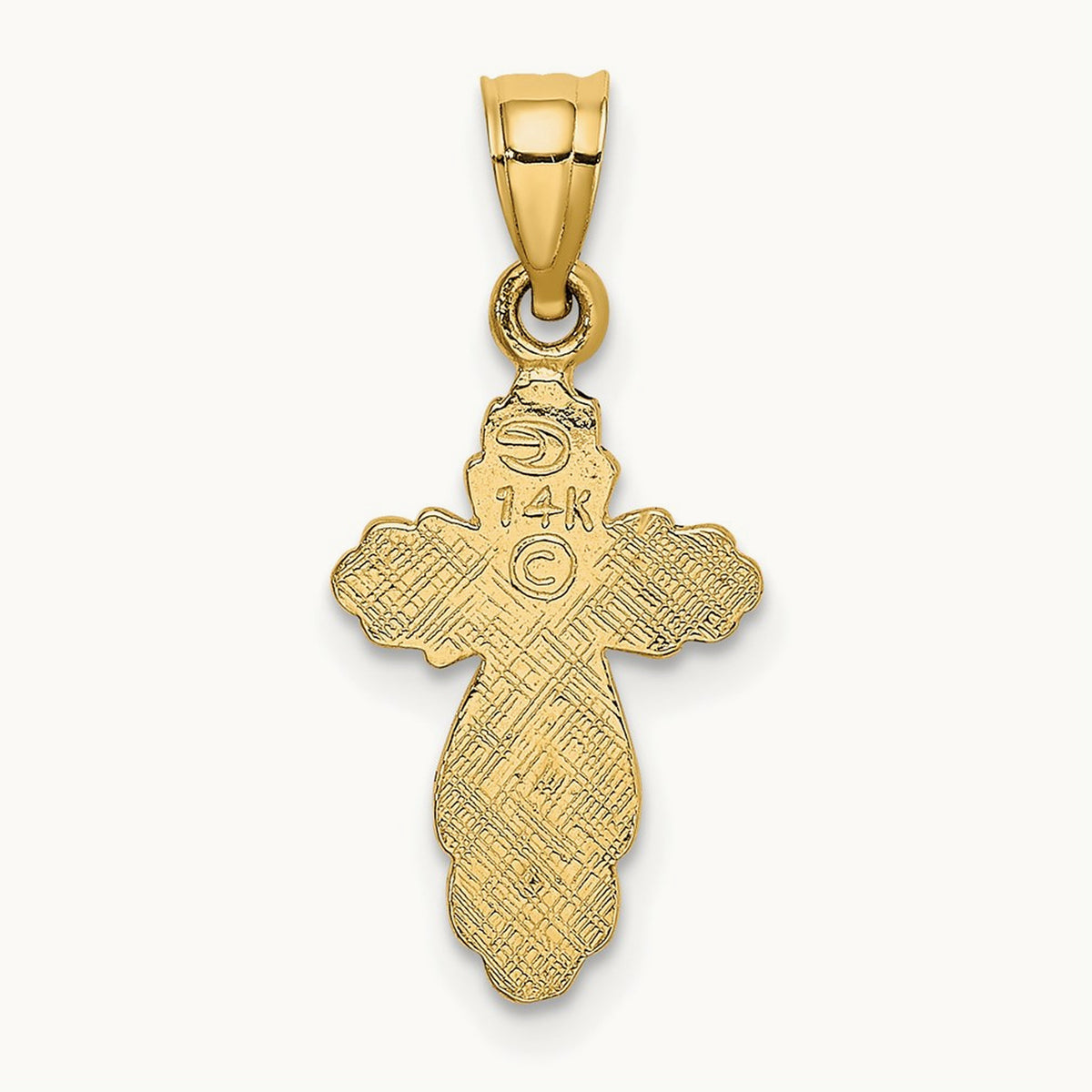 Solid Polished and Textured Cross Charm, 14K
