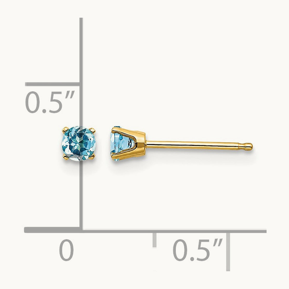 December/Blue Topaz Post Earrings — 3mm