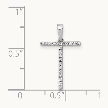 Diamond Letter T Initial Pendant, 14K White Gold