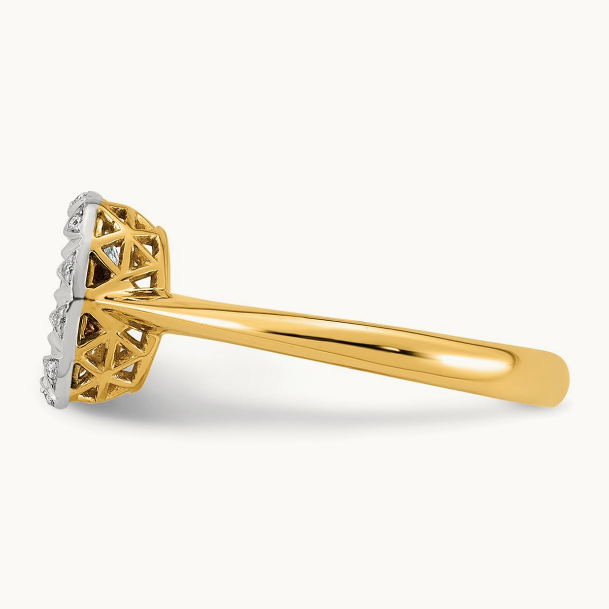 With Rhodium Oval Center Ring, 1.00 ct tw Lab-Grown Diamond