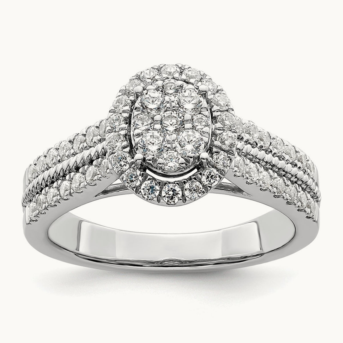 Oval Halo Cluster Engagement Ring, 0.75 ct tw
