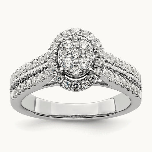 Oval Halo Cluster Engagement Ring, 0.75 ct tw