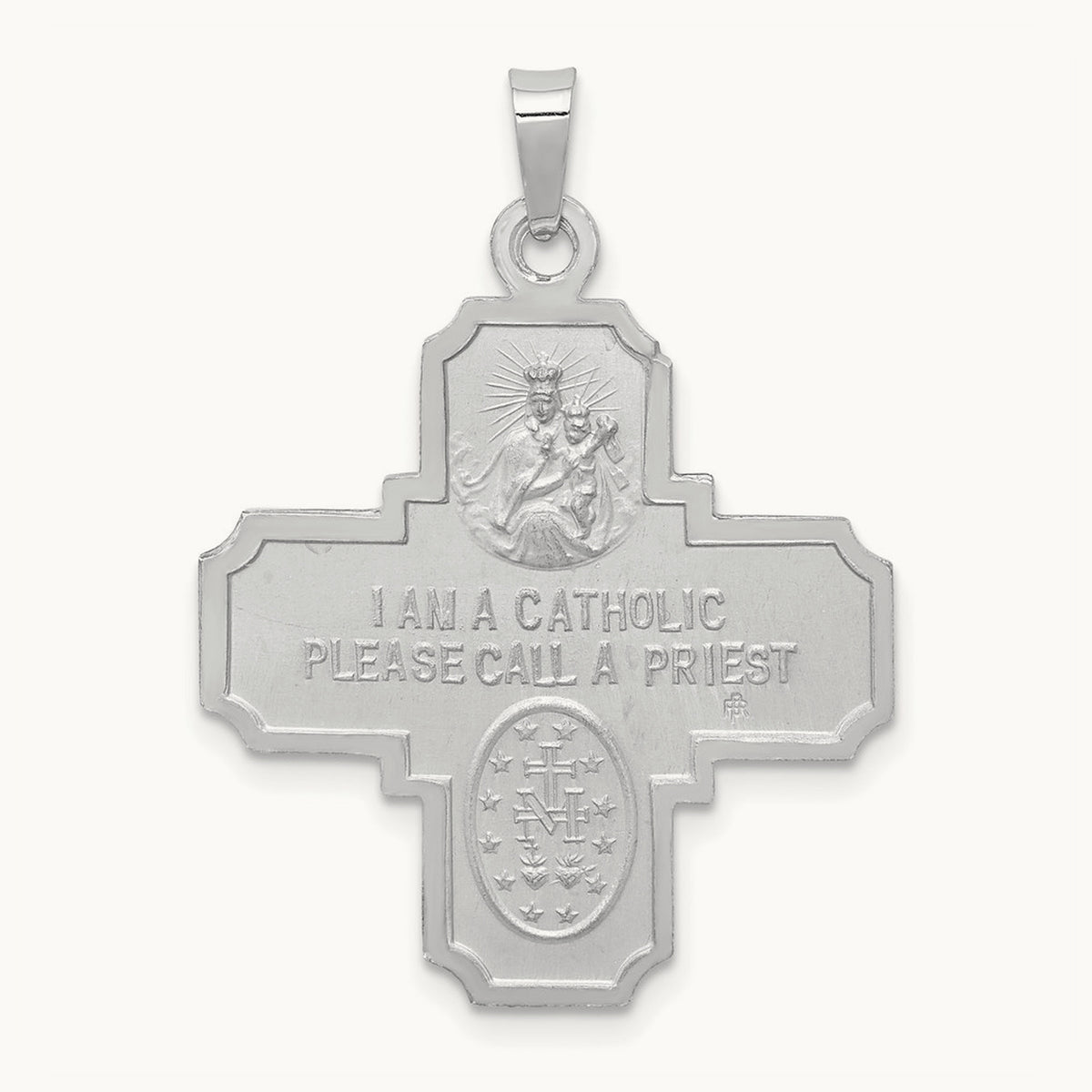 Four-Way Medal Pendant — 14K White Gold, 35.75mm