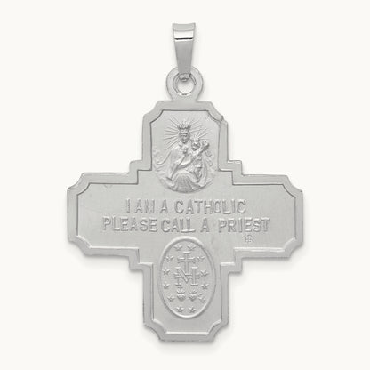 Four-Way Medal Pendant — 14K White Gold, 35.75mm
