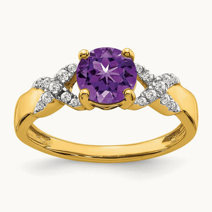 Amethyst and Diamond Ring, 14K Two-tone