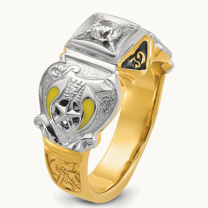14ktt IBGoodman Men's Enamel & Diamond Eagle Masonic Shriner's Ring