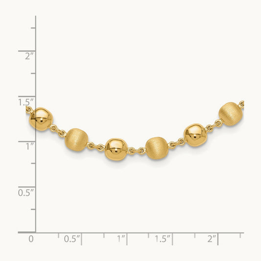 Polished and Satin Puffed Circles Necklace, 14K