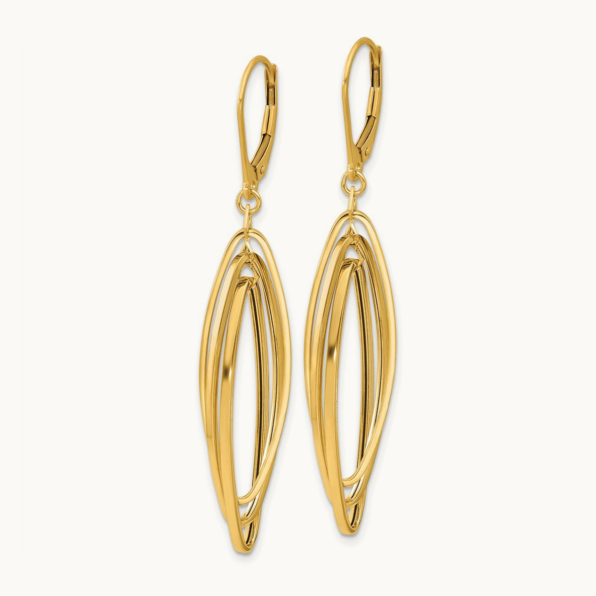 Polished Oval Twisted Dangle Leverback Earrings — photo set