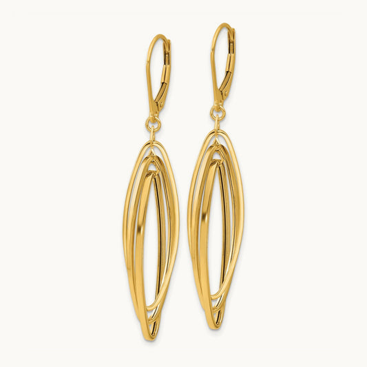Polished Oval Twisted Dangle Leverback Earrings — photo set