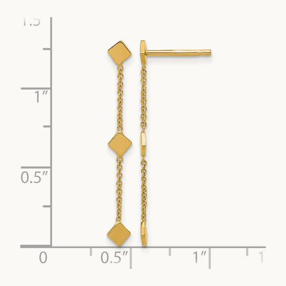 Polished Diamond-shaped Disk Dangle Post Earrings, 14K — Leslie's