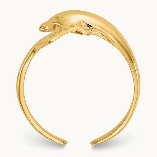 Dolphin Toe Ring, 14K