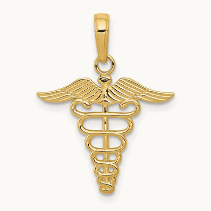 Caduceus Charm — 14K Yellow Gold
