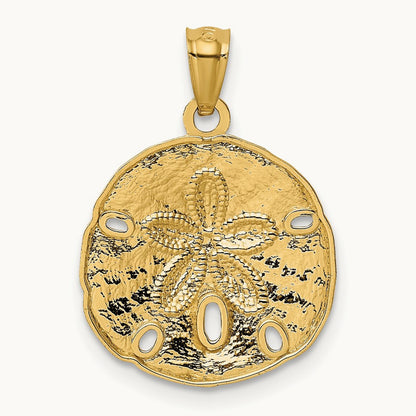 Polished Large Sand Dollar Pendant, 14K Gold