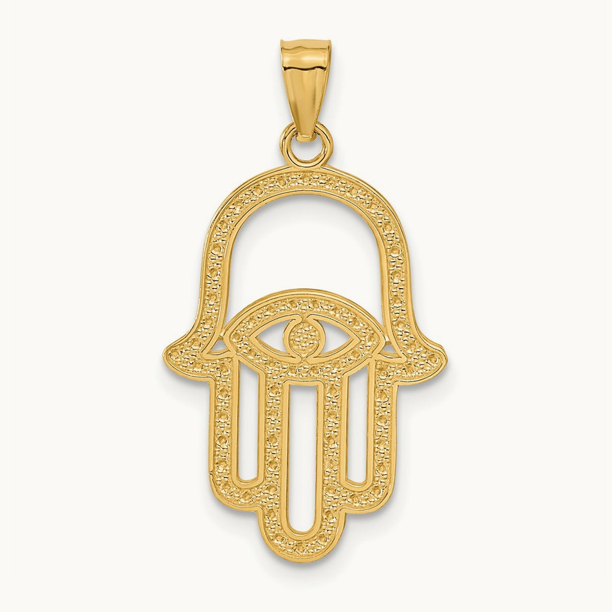 w/ Rhodium Hamsa Pendant, 14K