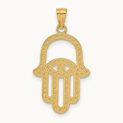 w/ Rhodium Hamsa Pendant, 14K