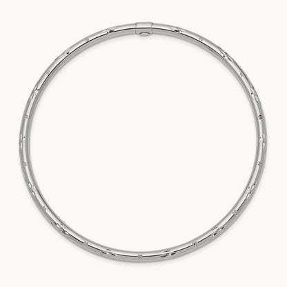 Polished Diamond-cut Slip-on Bangle — 14K White Gold