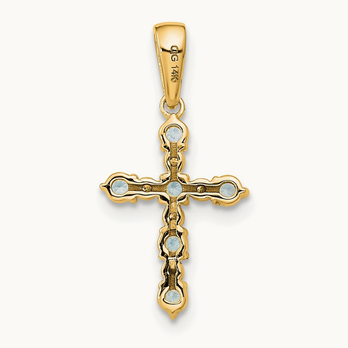 Aquamarine and Diamond Cross Pendant, 14K