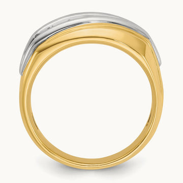 14ktt IBGoodman Men's Polished & Grooved 7-Stone Diamond Ring