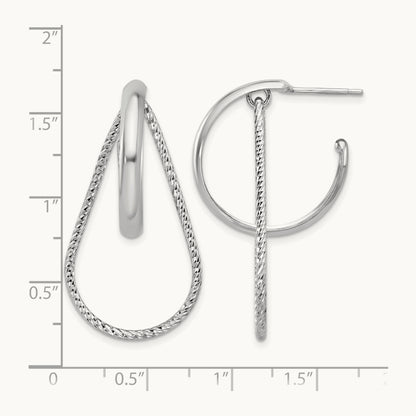 Rh-plated Polished and Diamond-cut Dangle Earring, Sterling Silver — Leslie's