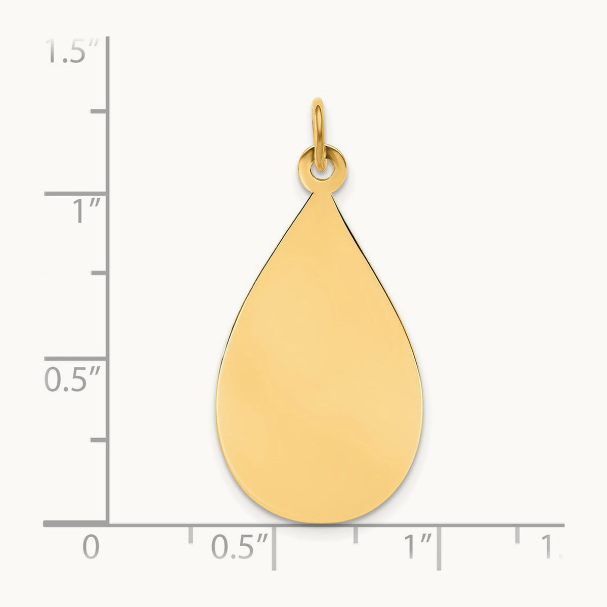 Plain .013 Gauge Engravable Raindrop Disc Charm — 33mm