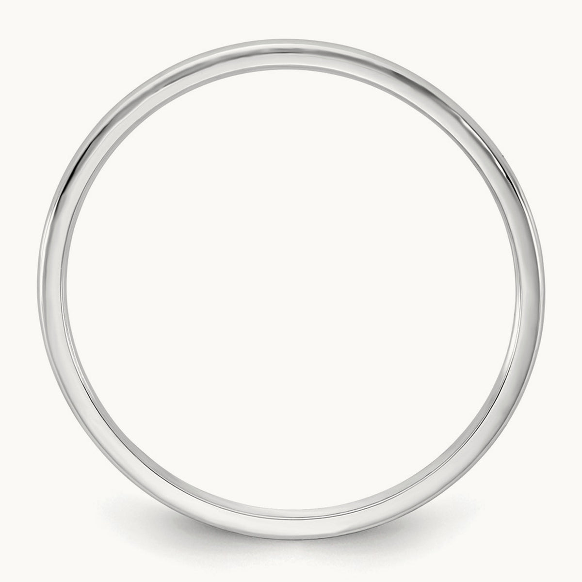 Lightweight Half Round Band, 1mm, 10K White Gold