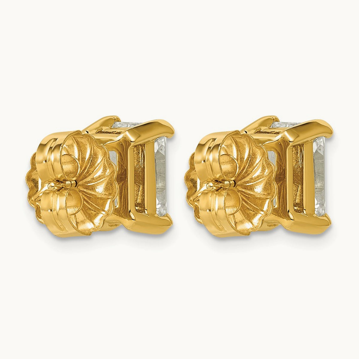 Radiant Four-Prong Stud Earrings, 0.50-6.00 ct tw Lab-Grown Diamond — 4 ct, 14K Yellow Gold