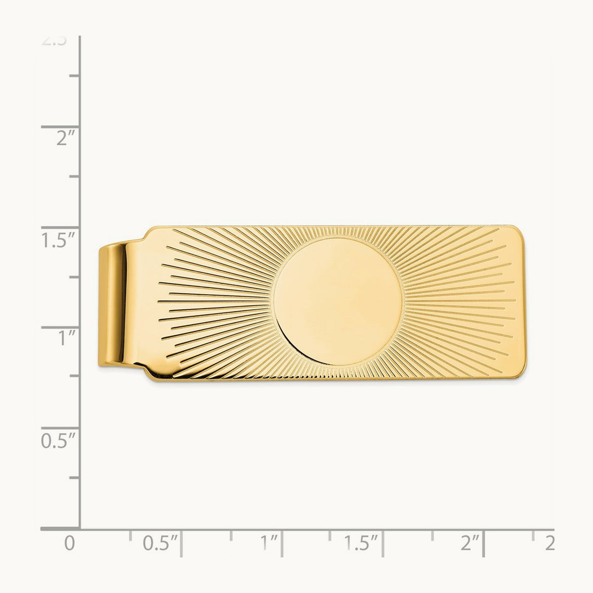 Men's Sunburst Design Money Clip, 14K