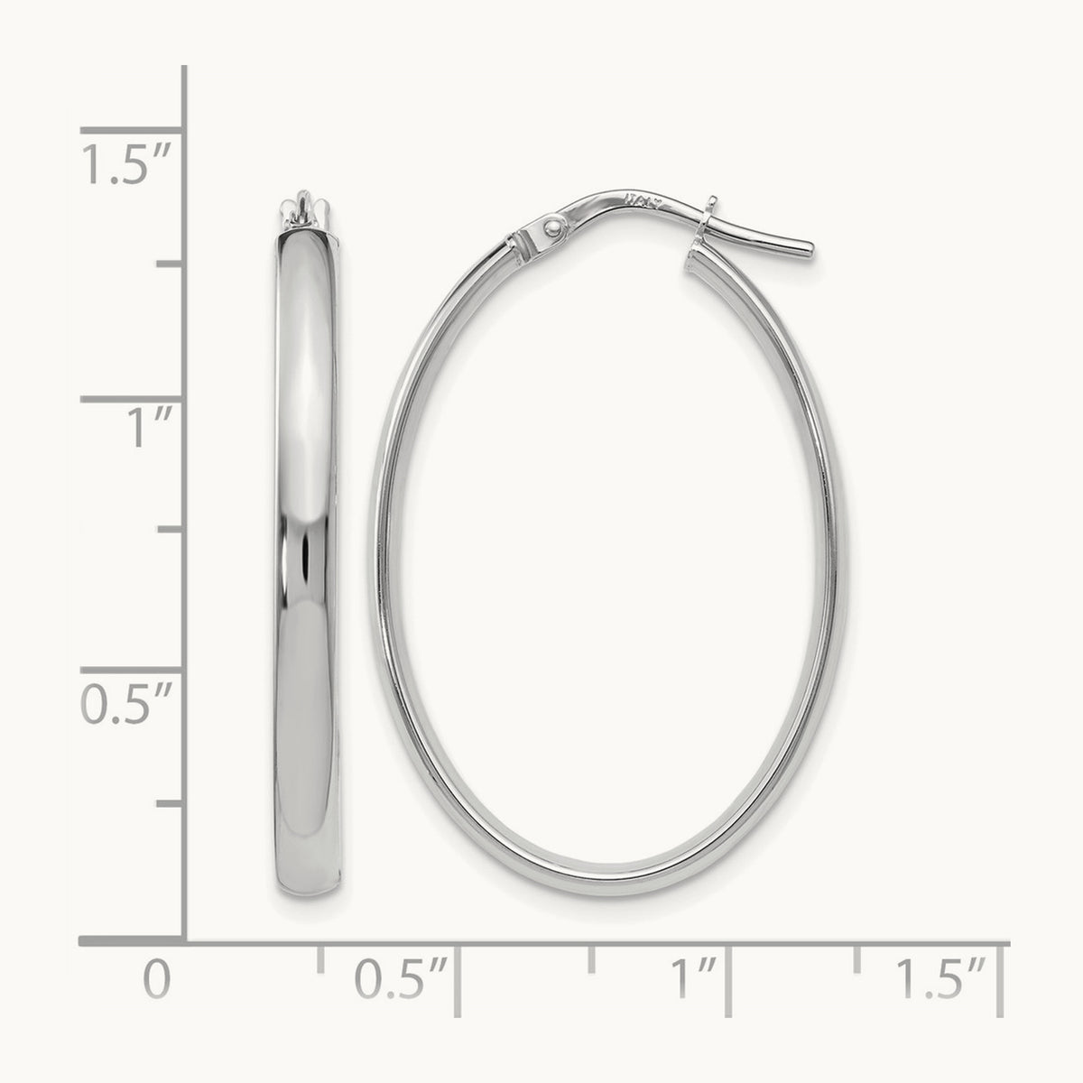 Polished Oval Hoop Earrings, 10K White Gold — Leslie's