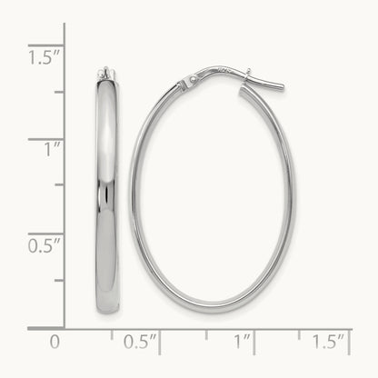 Polished Oval Hoop Earrings, 10K White Gold — Leslie's