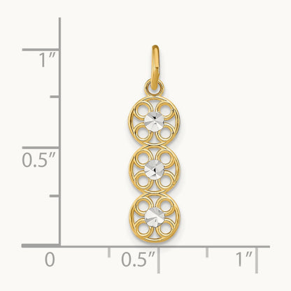 w/Rhodium and D/C 3 Circle Charm, 14K