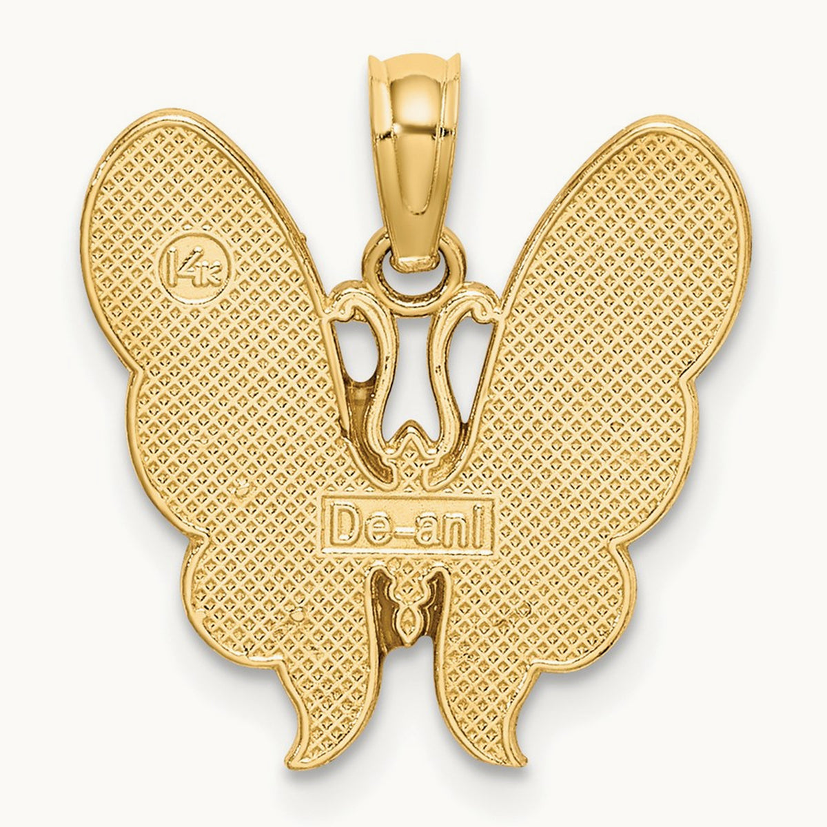 w/ Multi-Color Enamel Butterfly Charm, 14K