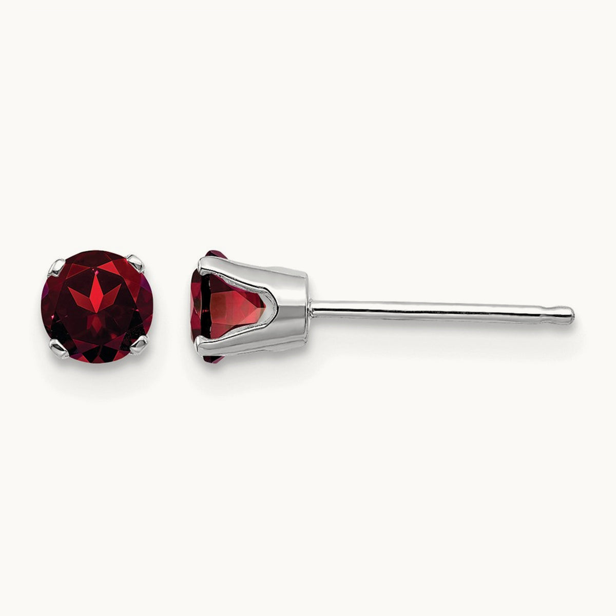 Garnet Stud Earrings — 4mm