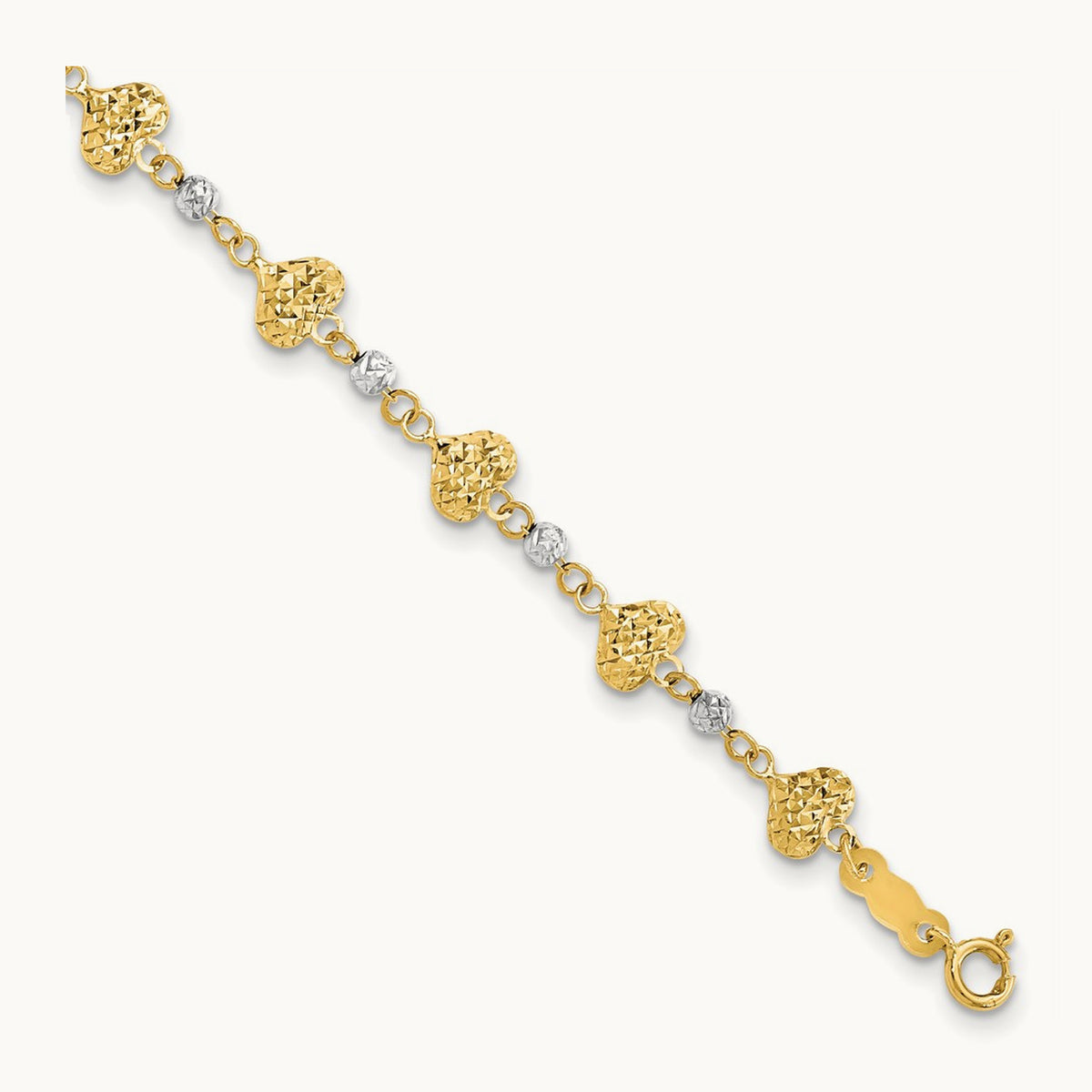D/C Heart Link Bracelet, 14K Two Tone