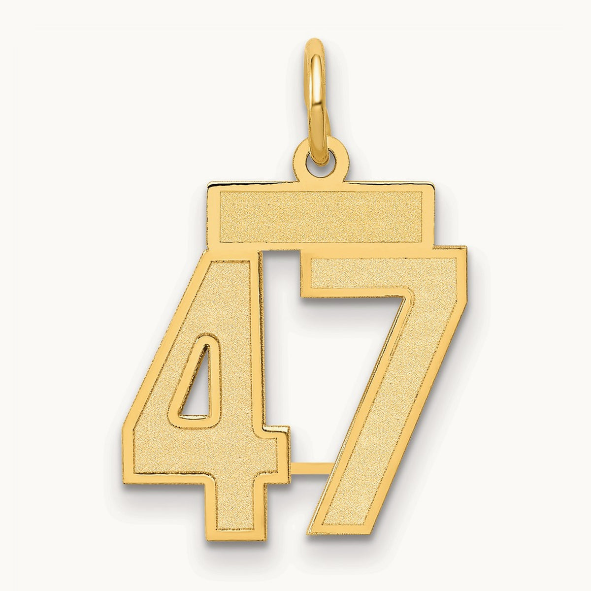 Small Satin Number 47 Charm, 14K