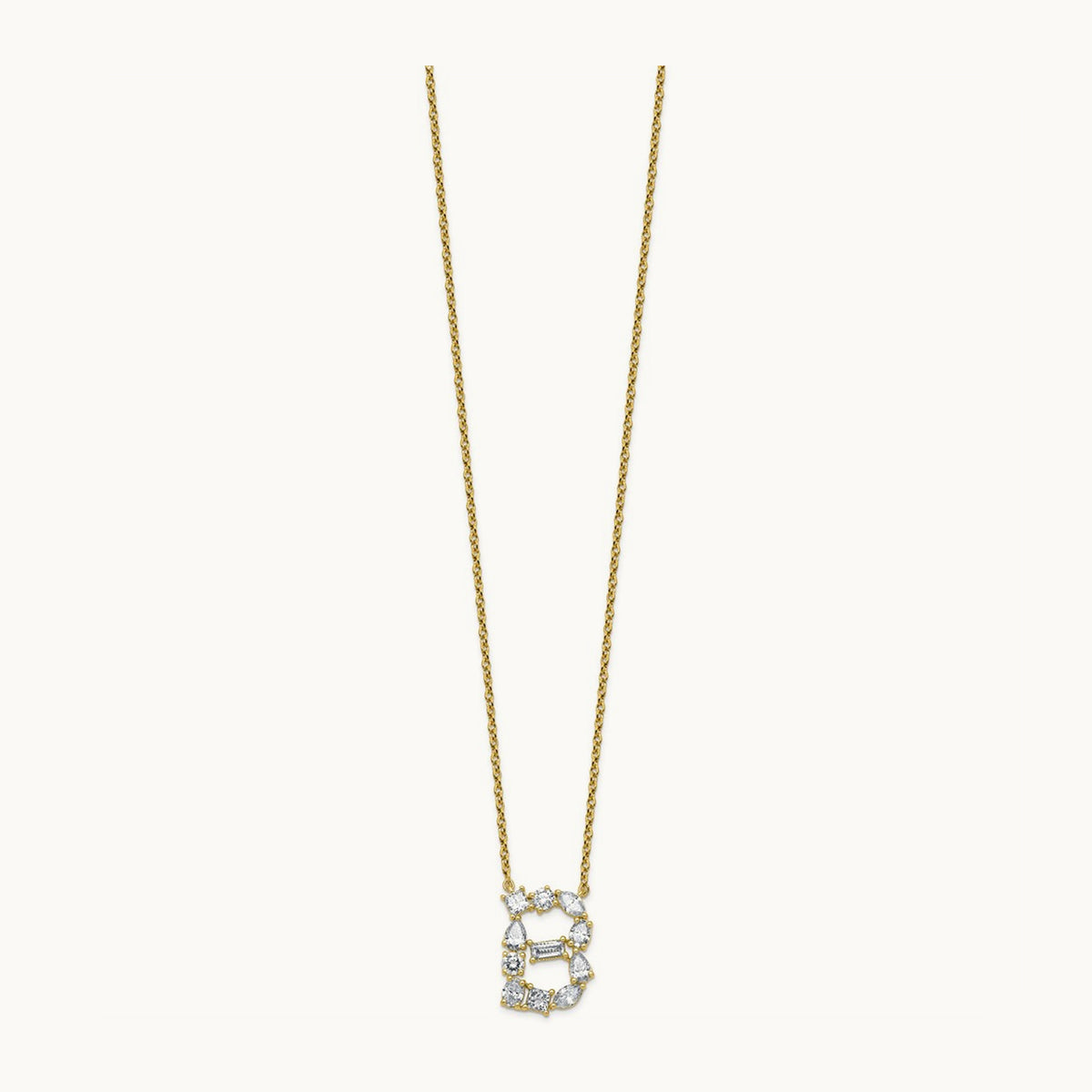 Initial B Necklace, 1.25 ct tw Lab-Grown Diamond
