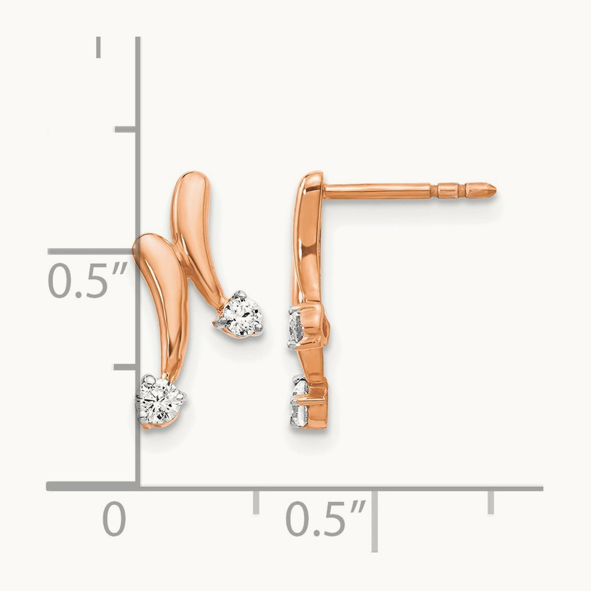 Diamond Earrings, 14K Rose Gold