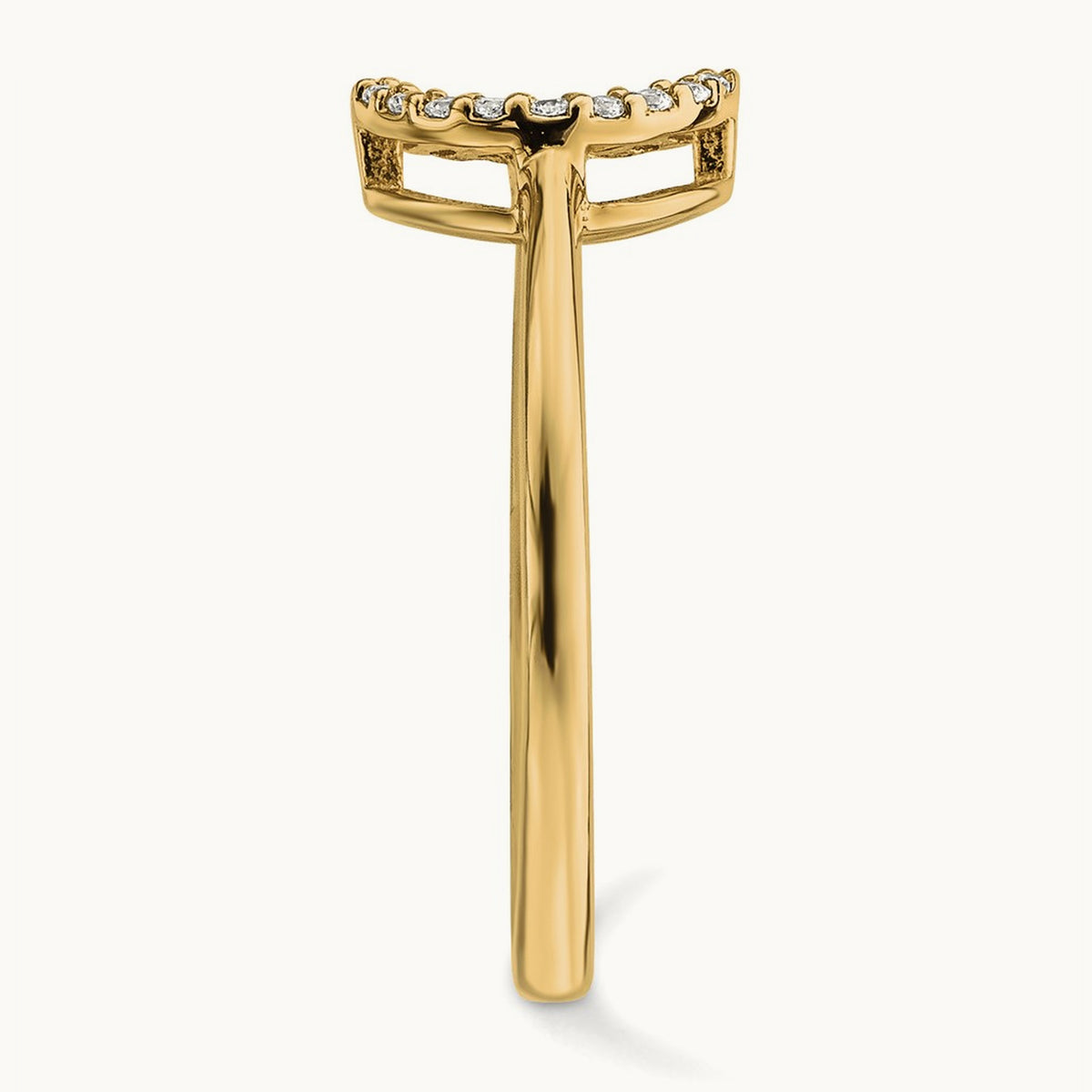 Diamond Open Circle Ring — 14K Yellow Gold