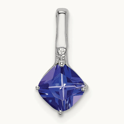 Cushion Tanzanite and Diamond Pendant, 14K White Gold