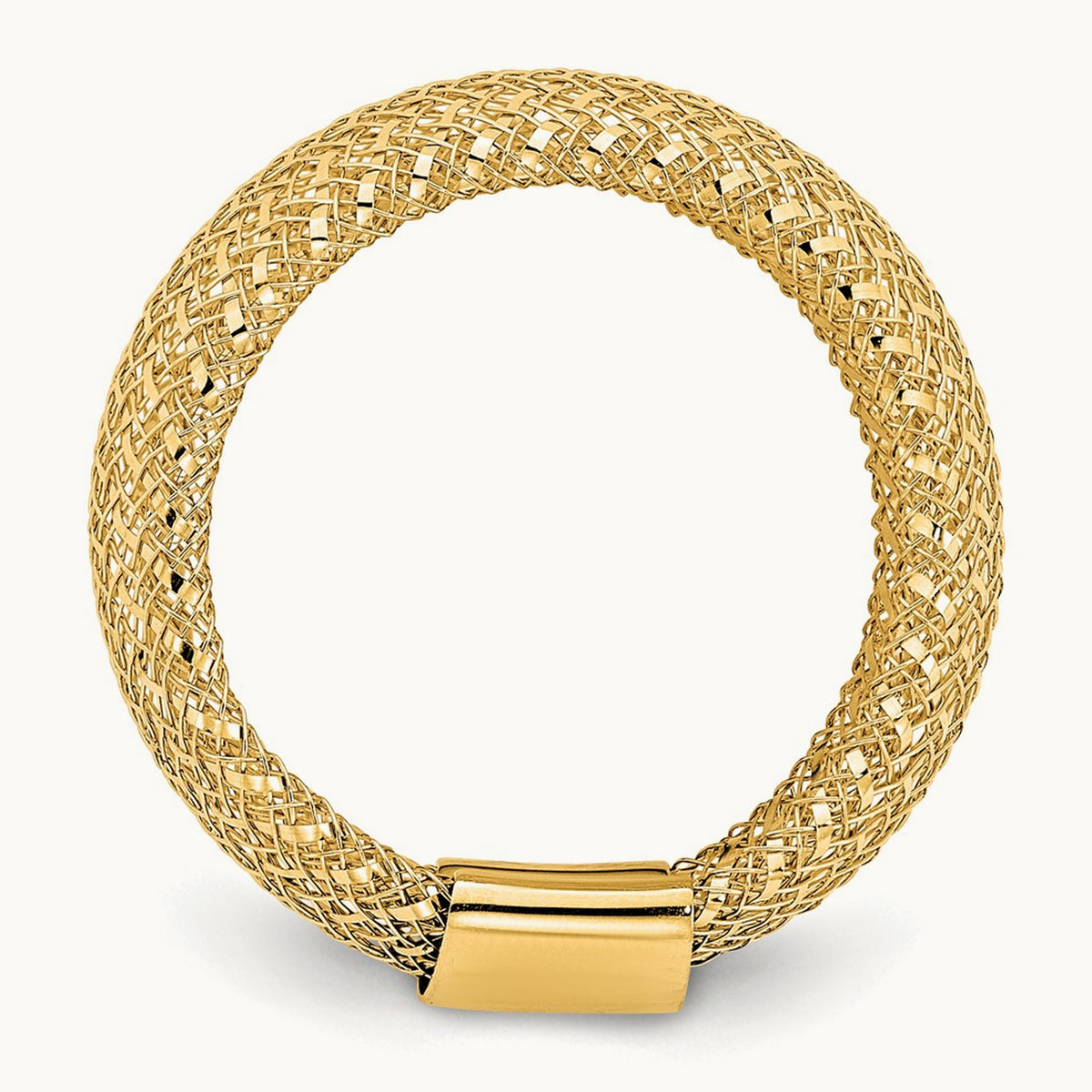 Wide Mesh Stretch Ring — 14K Yellow Gold