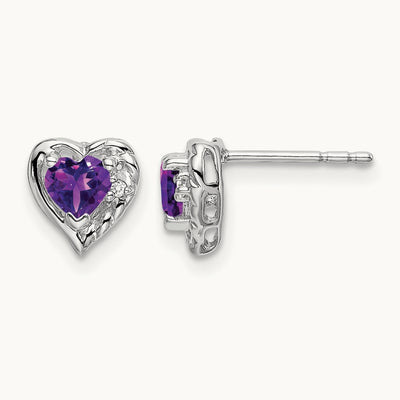 Amethyst and Diamond Heart Earrings — photo set