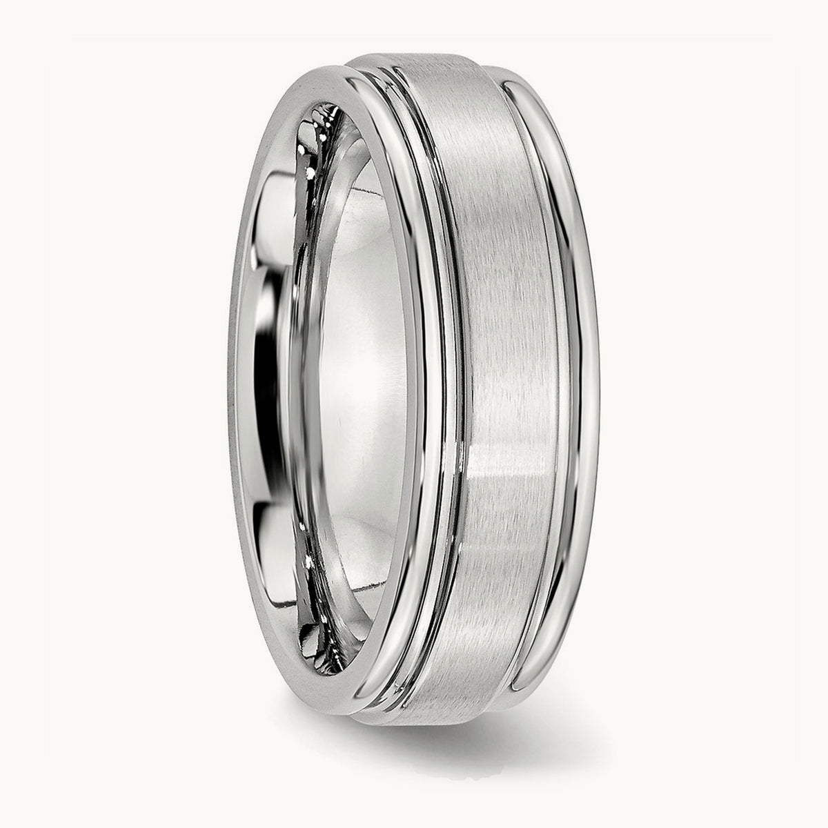Cobalt Satin and Polished Ridged Edge Band — 7mm