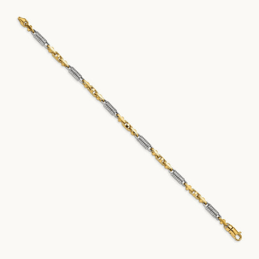Hand-polished Fancy Link Bracelet, 4.6mm, 14K Two-tone