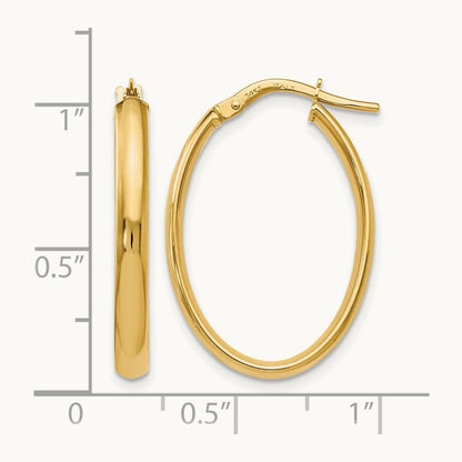 Polished Oval Hoop Earrings, 10K — Leslie's