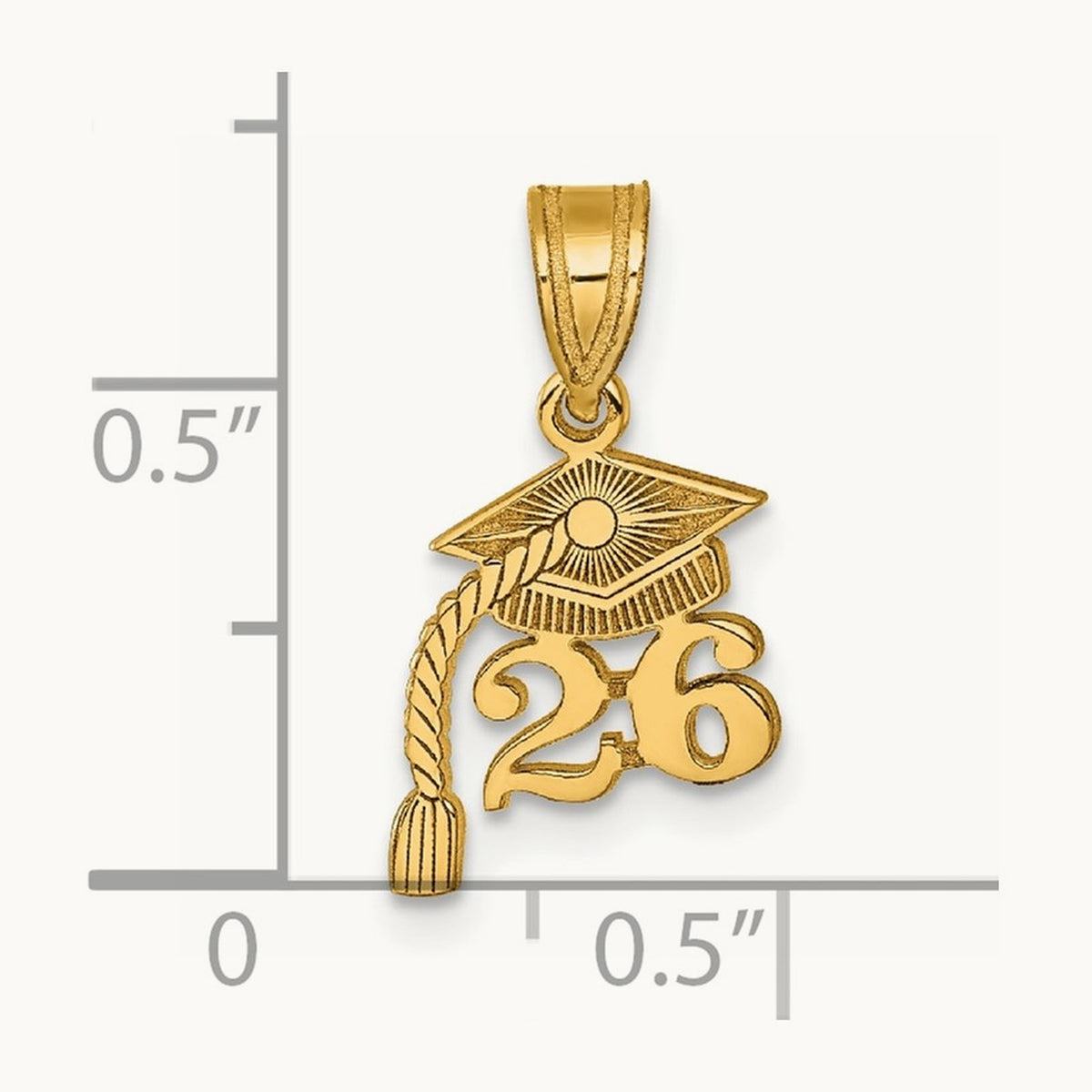 Graduation Cap 26 with Dangling Tassel Charm — 14K Yellow Gold