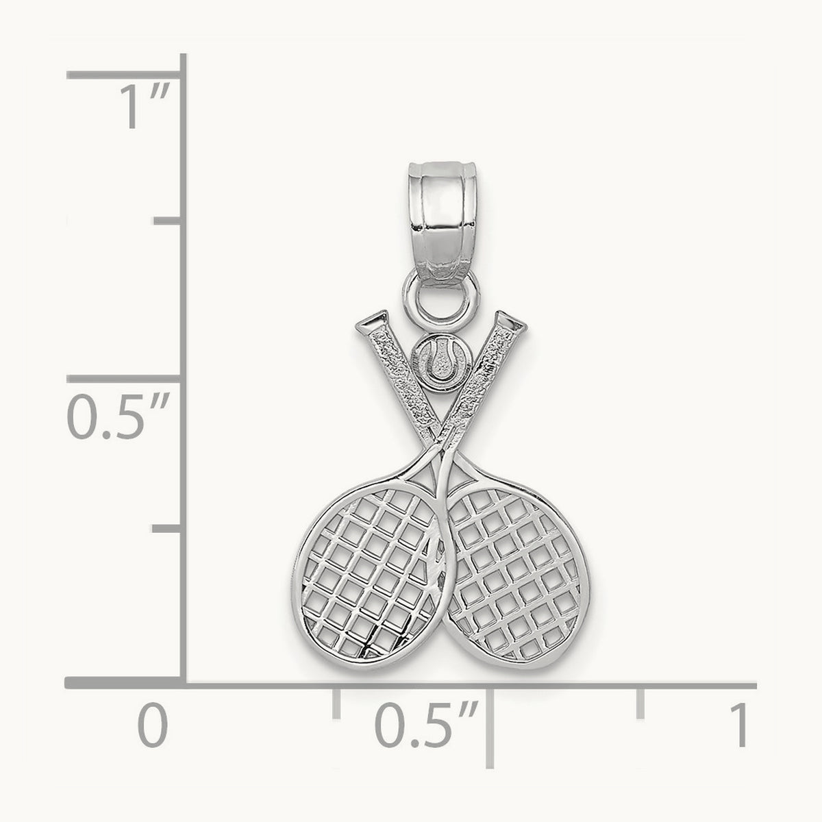 Double Tennis Racquet Charm — 14K White Gold