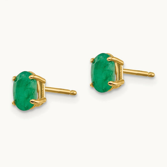 Emerald Earrings - May, 14K