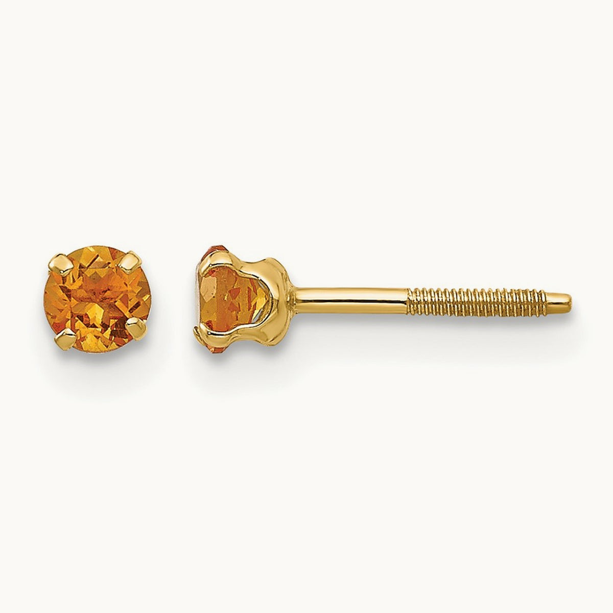 Madi K Citrine Birthstone Earrings, 3mm, 14K